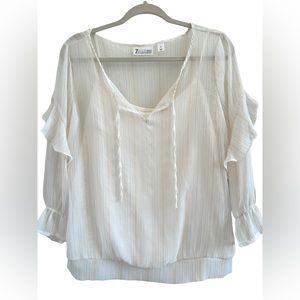 NWOT NY&Co Ruffle Sleeve Peasant Blouse